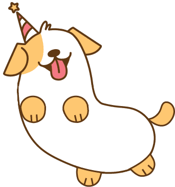 The Nowadays dog in a party hat